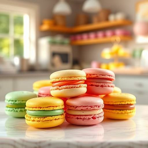 Photo d'un atelier de fabrication de macarons colorés