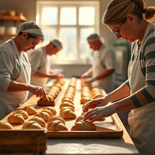 Photo de participants préparant des croissants