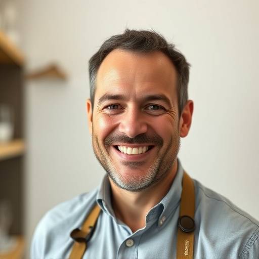 Portrait souriant de Laurent Bernard, spécialiste des gâteaux de voyage